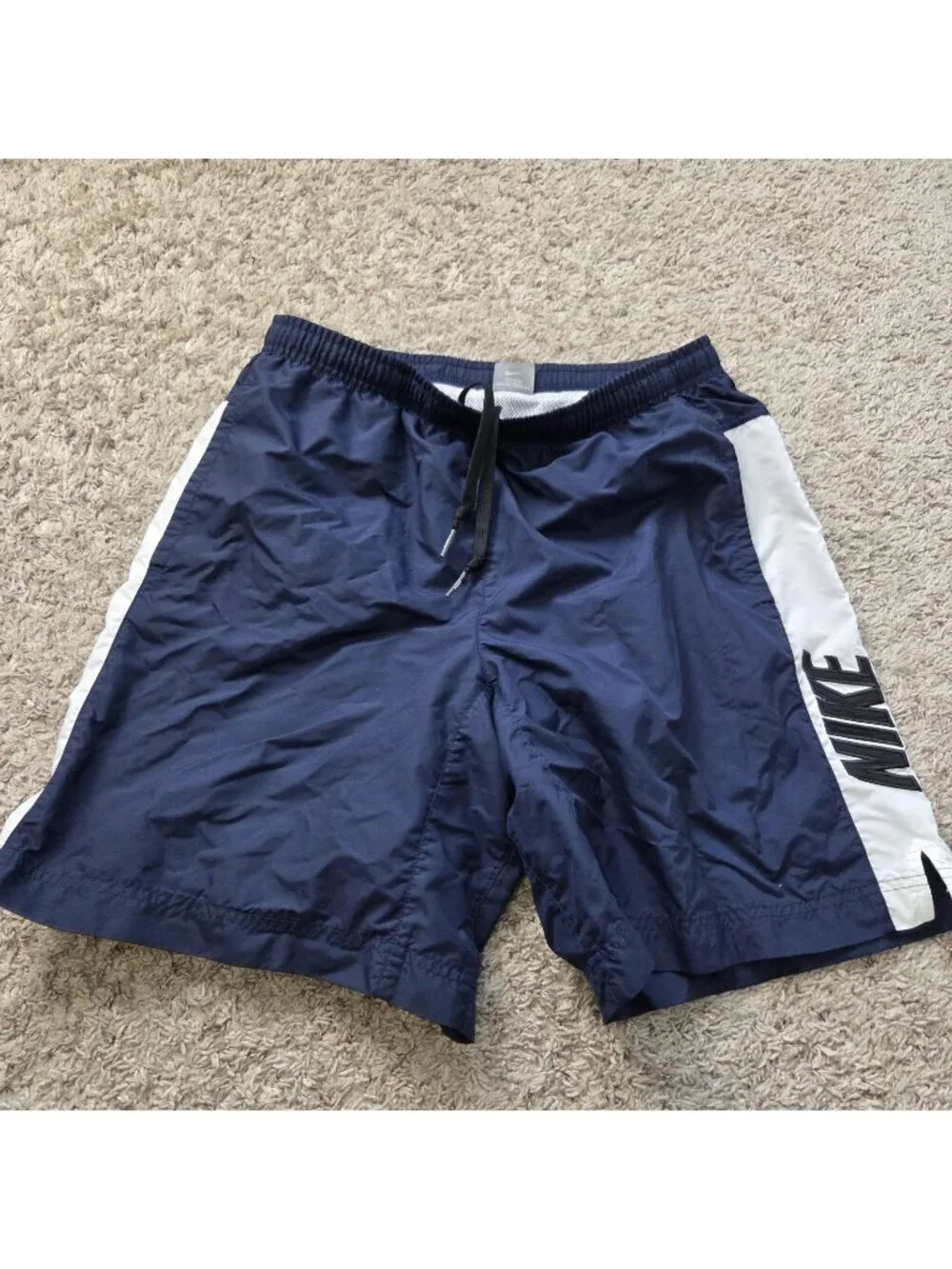 Vintage Nike Swim Trunks Mens Medium Blue Mesh Lined Pockets Spellout